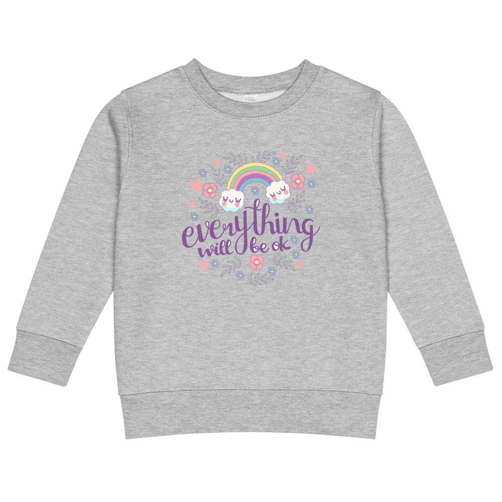 Rainbow - Everything will be ok | Kids Crew Neck Sweatshirt | Rabbit Skins 3317