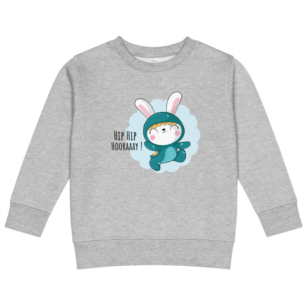 Green rabbit - HIP HIP HOORAAAY | Kids Crew Neck Sweatshirt | Rabbit Skins 3317