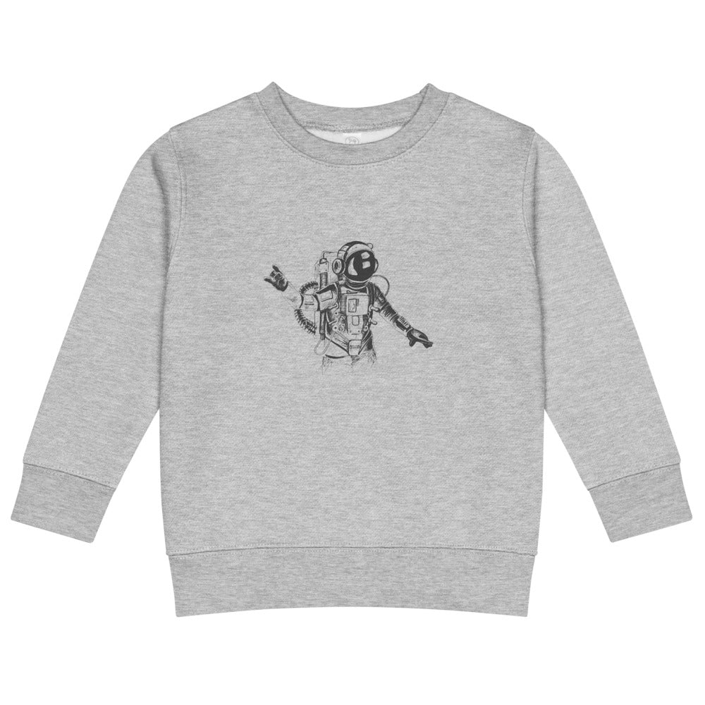 Black & white space travel man | Kids Crew Neck Sweatshirt | Rabbit Skins 3317