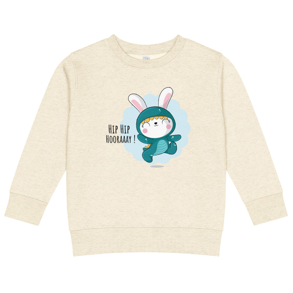 Green rabbit - HIP HIP HOORAAAY | Kids Crew Neck Sweatshirt | Rabbit Skins 3317
