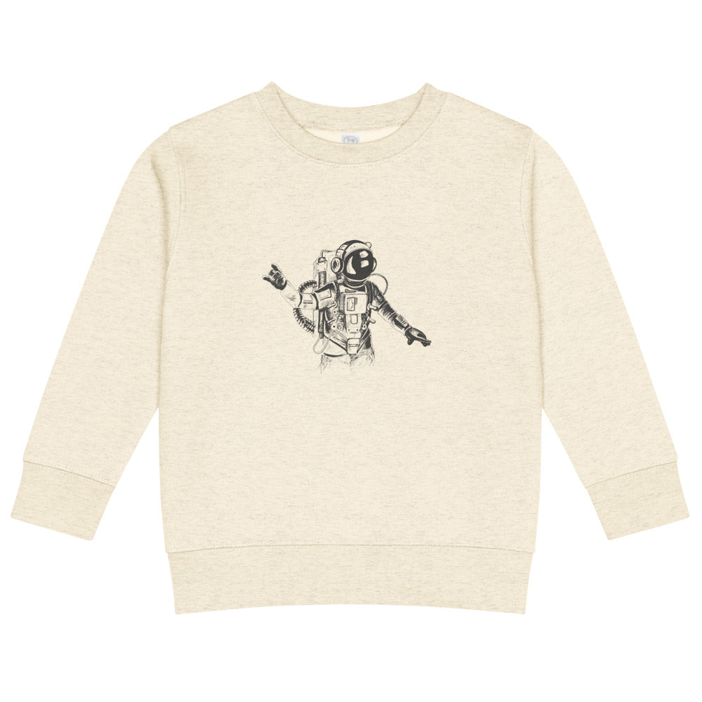 Black & white space travel man | Kids Crew Neck Sweatshirt | Rabbit Skins 3317