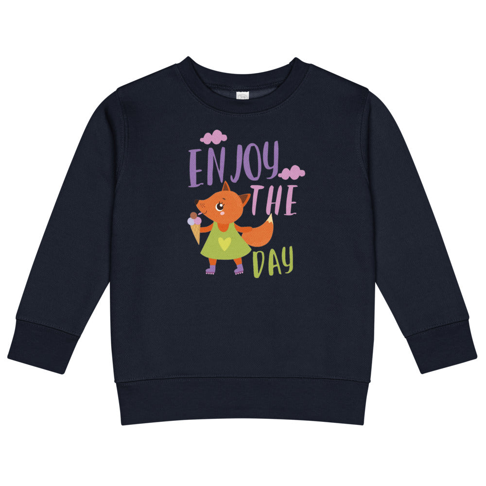 Orange fox - Ẹnoy the day | Kids Crew Neck Sweatshirt | Rabbit Skins 3317