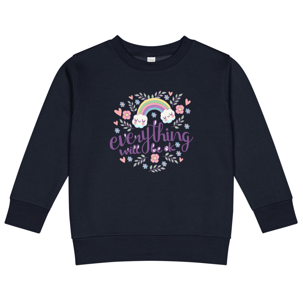 Rainbow - Everything will be ok | Kids Crew Neck Sweatshirt | Rabbit Skins 3317