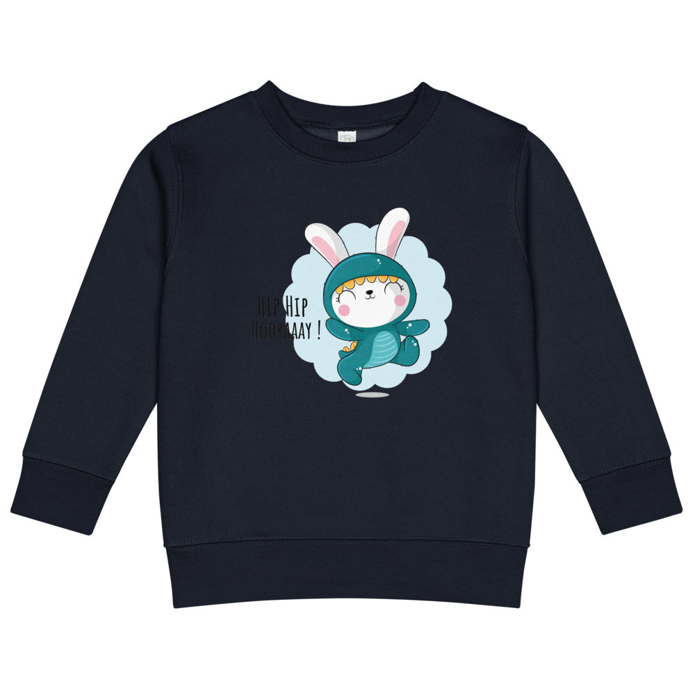 Green rabbit - HIP HIP HOORAAAY | Kids Crew Neck Sweatshirt | Rabbit Skins 3317