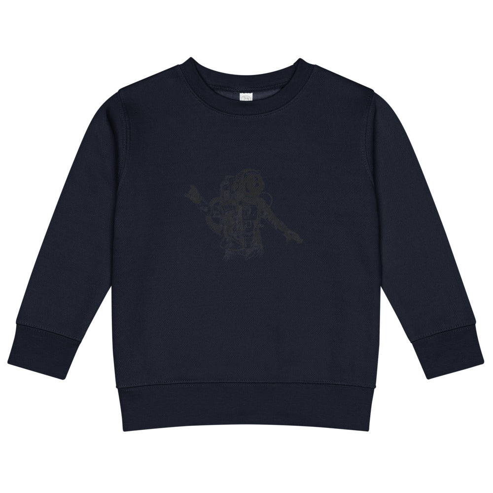 Black & white space travel man | Kids Crew Neck Sweatshirt | Rabbit Skins 3317