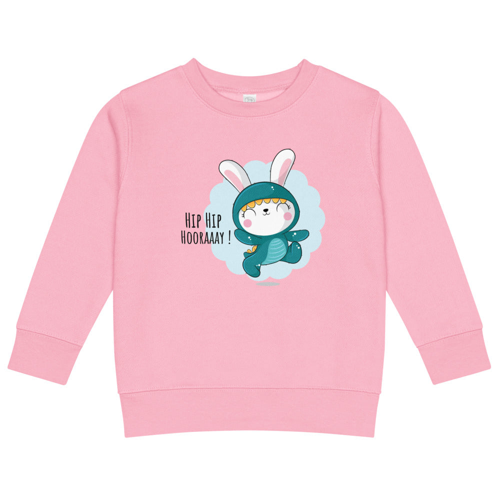 Green rabbit - HIP HIP HOORAAAY | Kids Crew Neck Sweatshirt | Rabbit Skins 3317