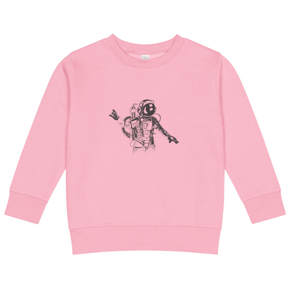 Black & white space travel man | Kids Crew Neck Sweatshirt | Rabbit Skins 3317