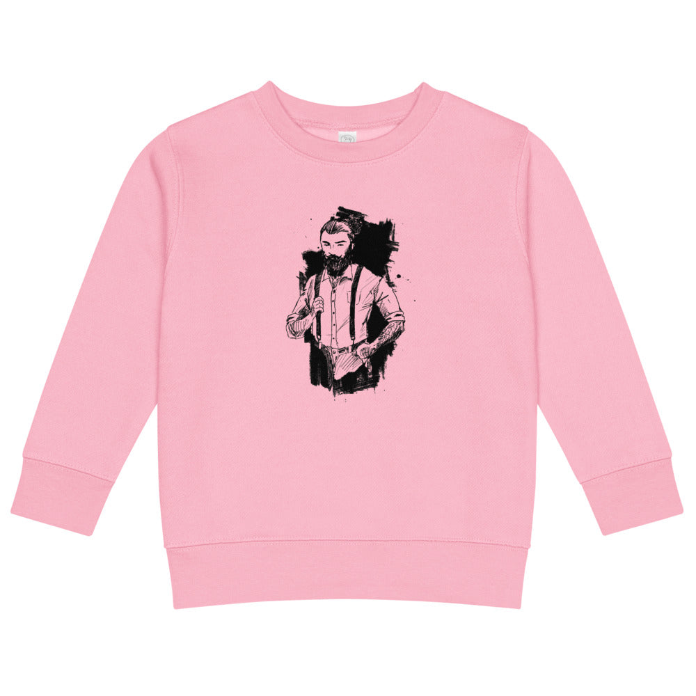 Black & White bearded man suit | Kids Crew Neck Sweatshirt | Rabbit Skins 3317