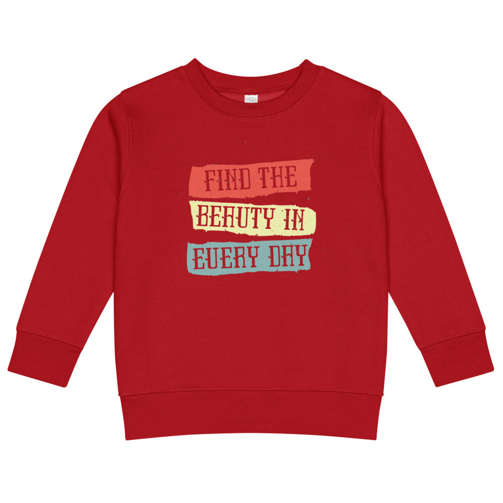 Find the beauty in every day | Kids Crew Neck Sweatshirt | Rabbit Skins 3317