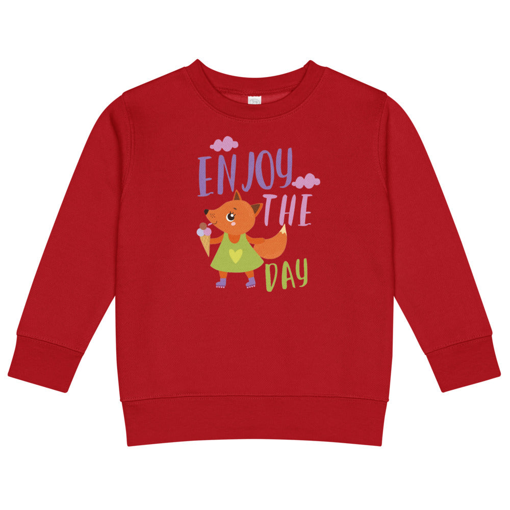 Orange fox - Ẹnoy the day | Kids Crew Neck Sweatshirt | Rabbit Skins 3317
