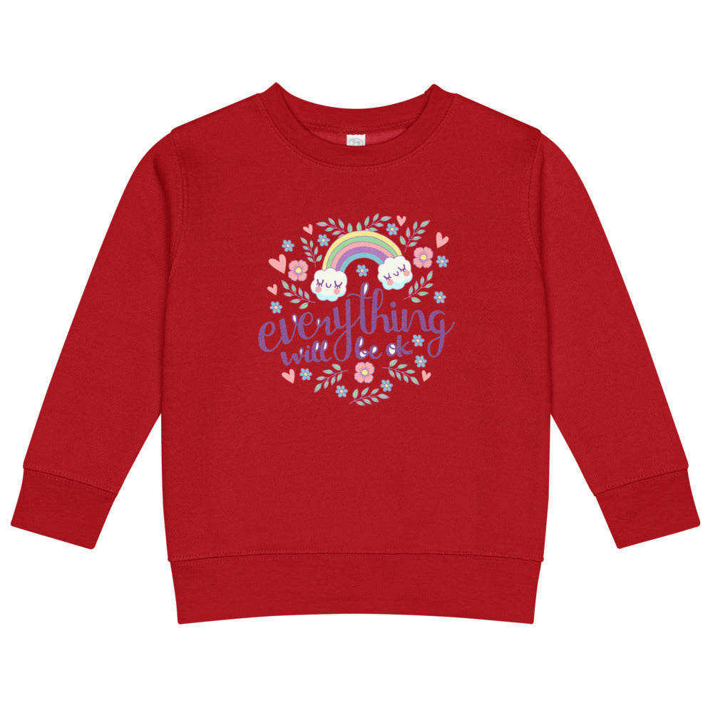 Rainbow - Everything will be ok | Kids Crew Neck Sweatshirt | Rabbit Skins 3317