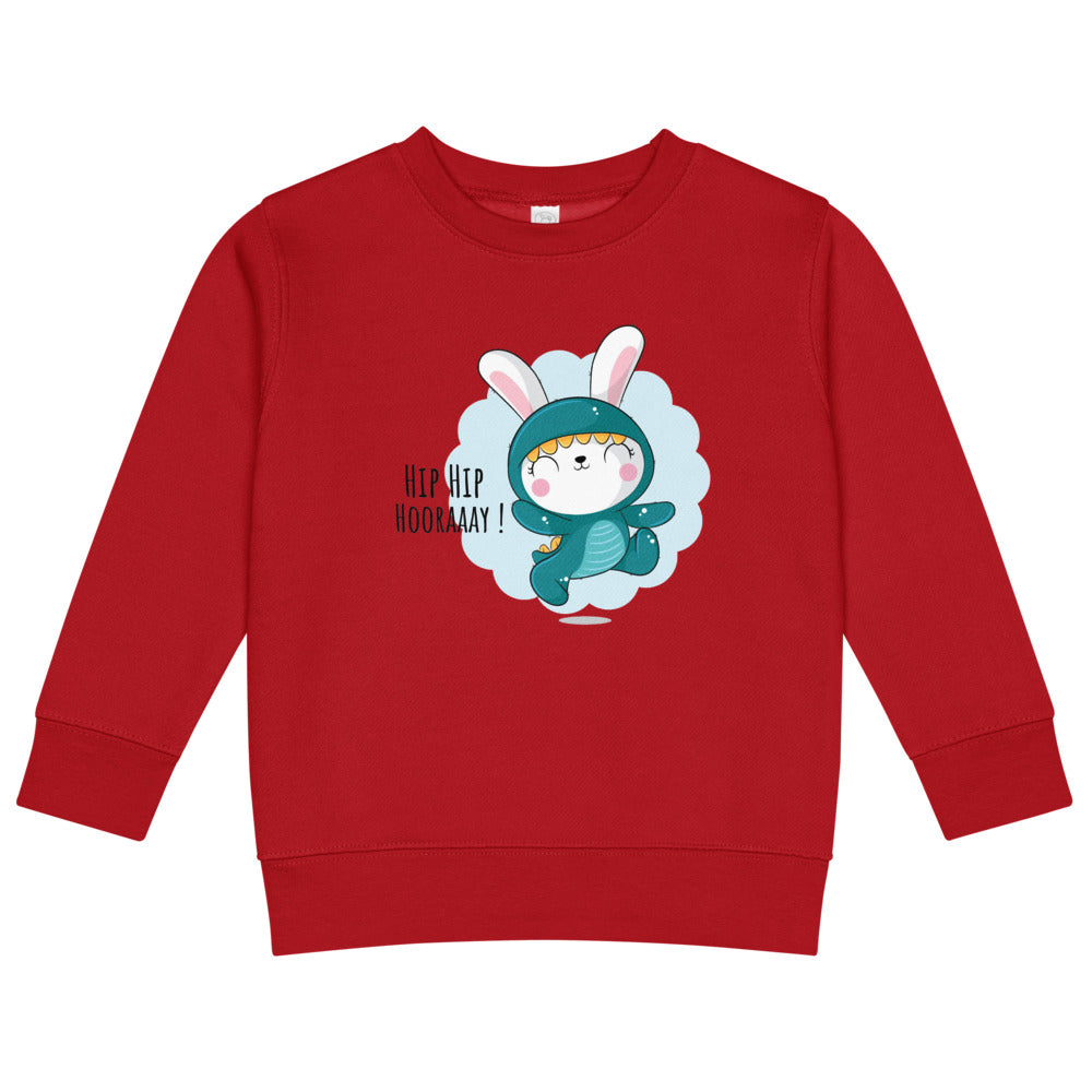 Green rabbit - HIP HIP HOORAAAY | Kids Crew Neck Sweatshirt | Rabbit Skins 3317