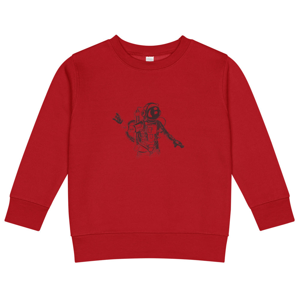 Black & white space travel man | Kids Crew Neck Sweatshirt | Rabbit Skins 3317