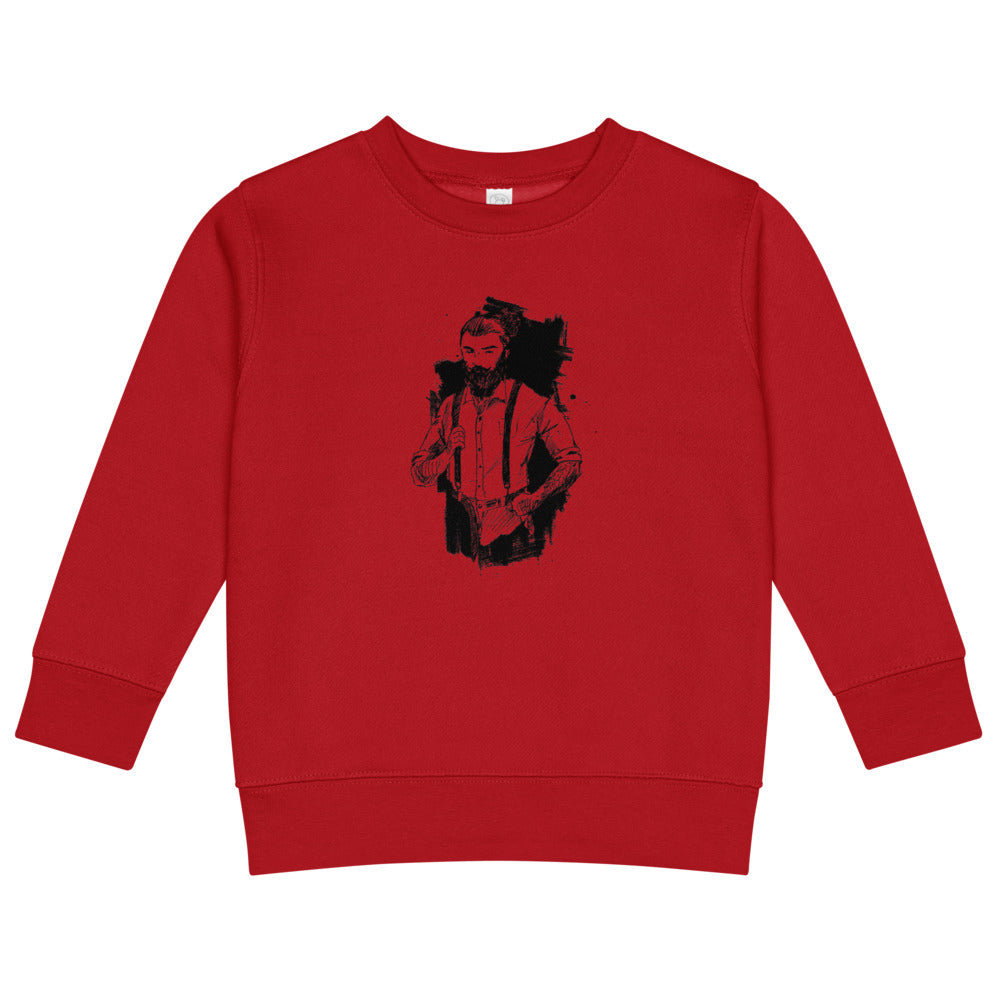 Black & White bearded man suit | Kids Crew Neck Sweatshirt | Rabbit Skins 3317
