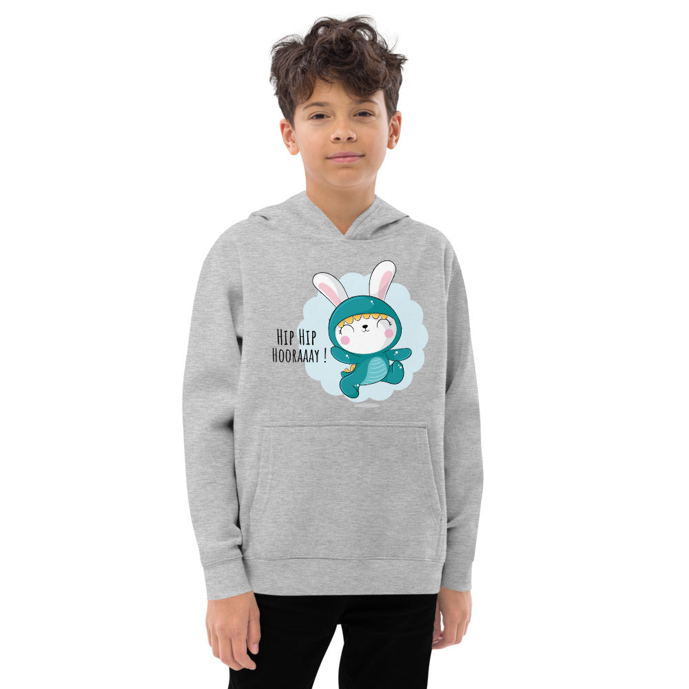 Green rabbit - HIP HIP HOORAAAY | Kids Fleece Hoodie | Cotton Heritage Y2550