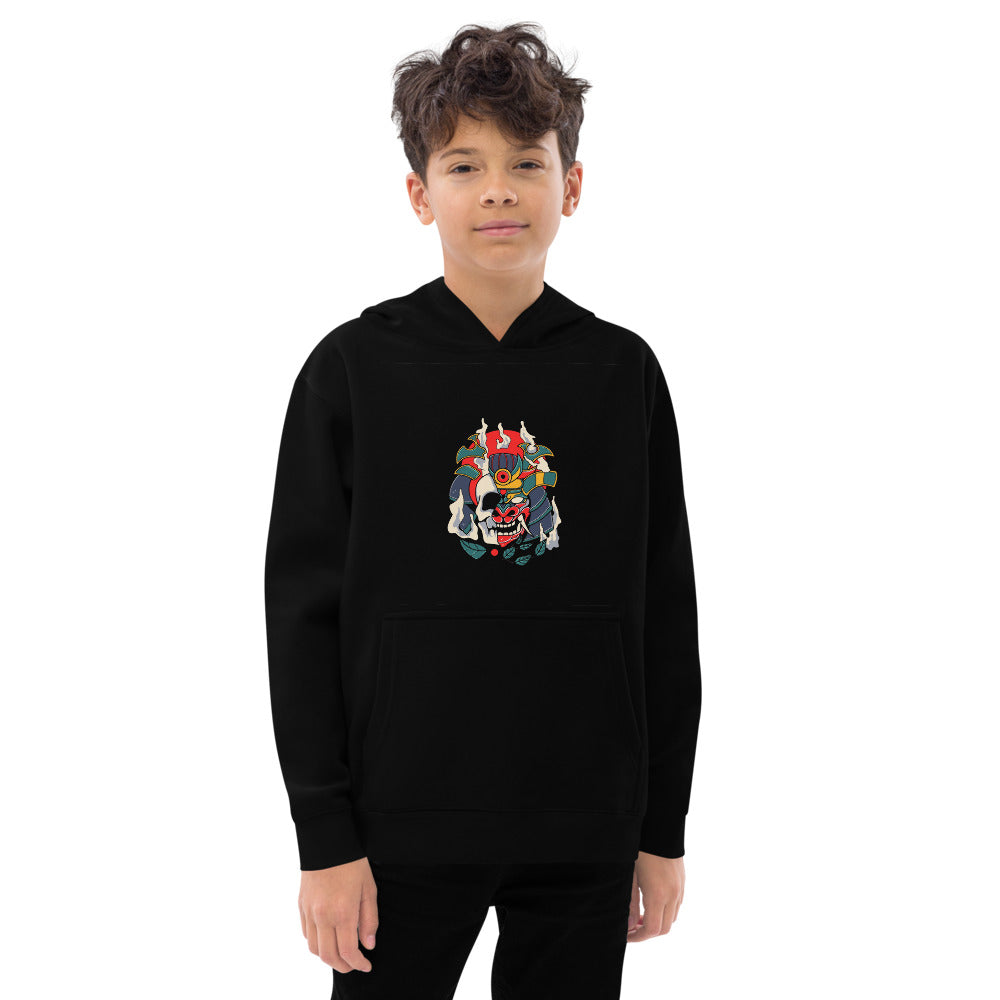 Samurai skull | Kids Fleece Hoodie | Cotton Heritage Y2550