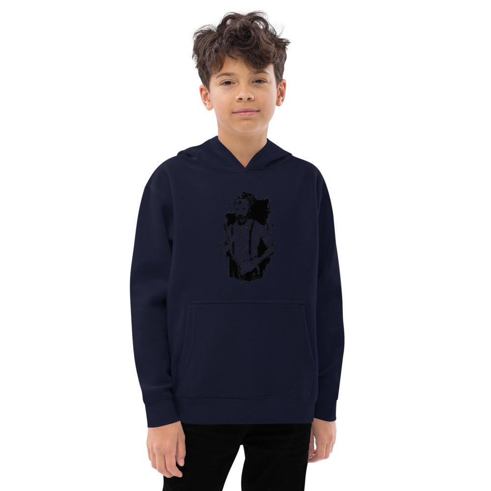 Black & White bearded man suit | Kids Fleece Hoodie | Cotton Heritage Y2550