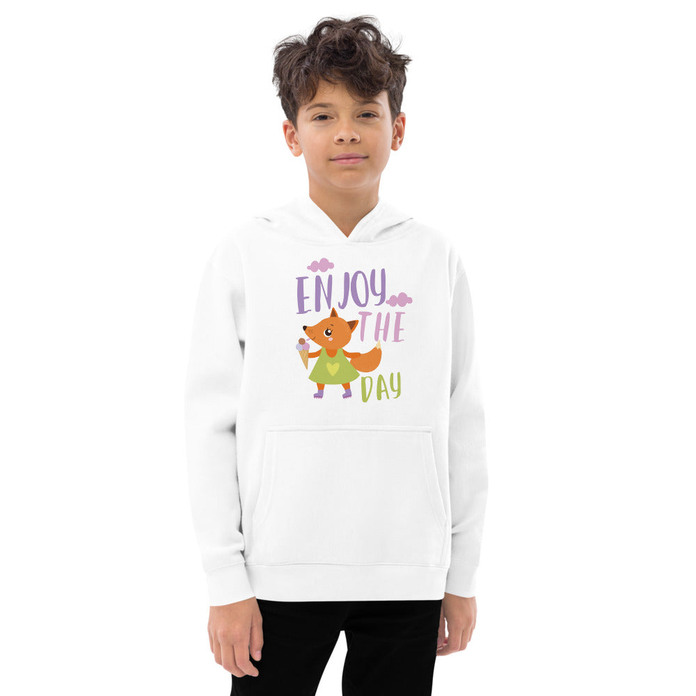Orange fox - Ẹnoy the day | Kids Fleece Hoodie | Cotton Heritage Y2550
