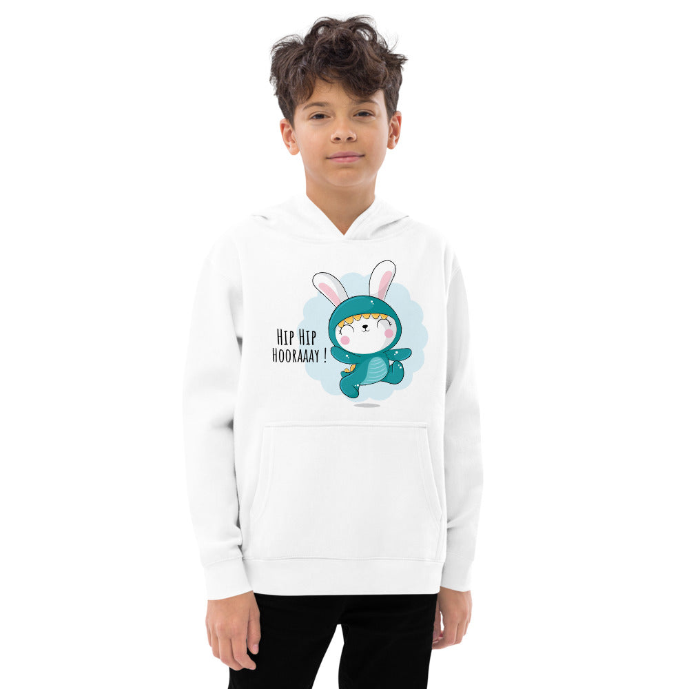 Green rabbit - HIP HIP HOORAAAY | Kids Fleece Hoodie | Cotton Heritage Y2550