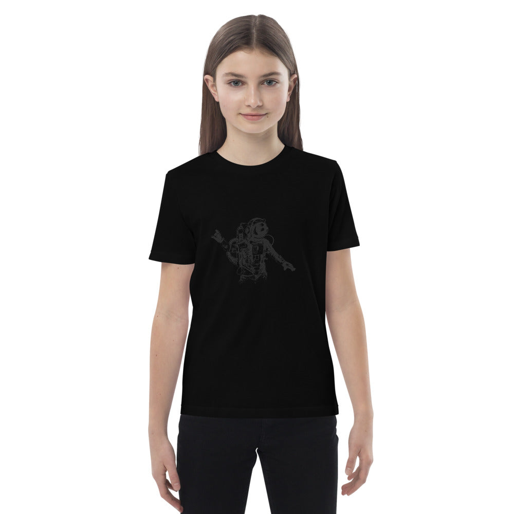 Black & white space travel man | Kids Organic Cotton Mini Creator 2.0 T-Shirt | Stanley/Stella STTK184