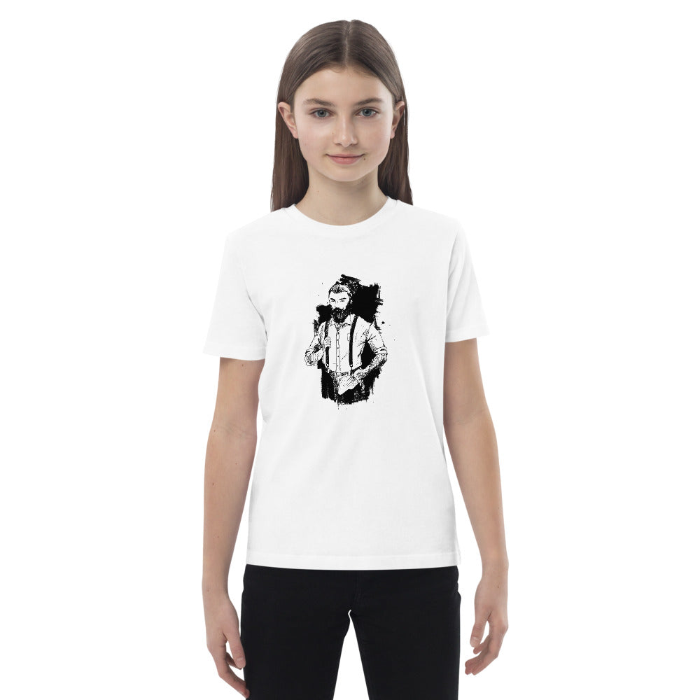 Black & White bearded man suit | Kids Organic Cotton Mini Creator 2.0 T-Shirt | Stanley/Stella STTK184