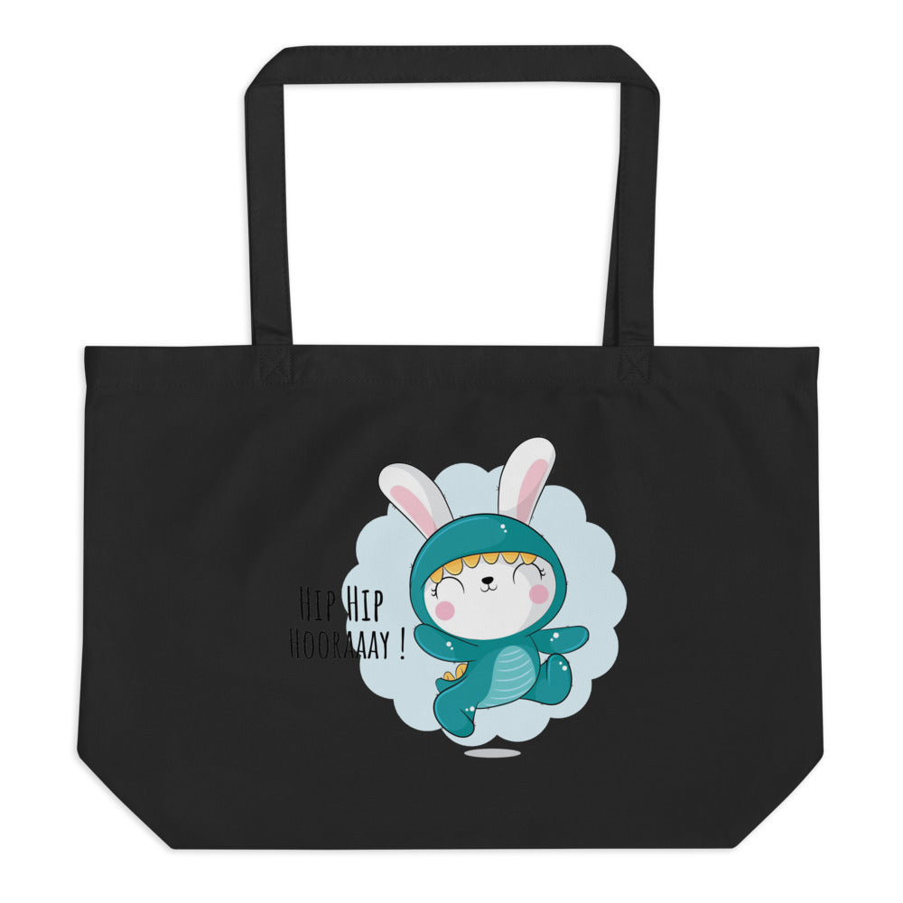 Green rabbit - HIP HIP HOORAAAY | Large Eco Tote | Econscious EC8001
