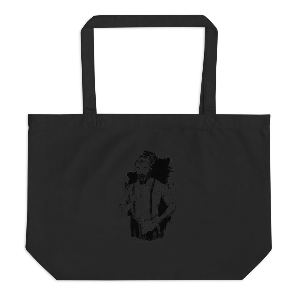 Black & White bearded man suit | Large Eco Tote | Econscious EC8001