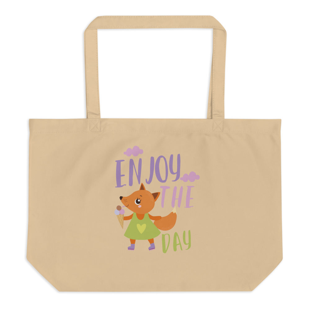 Orange fox - Ẹnoy the day | Large Eco Tote | Econscious EC8001