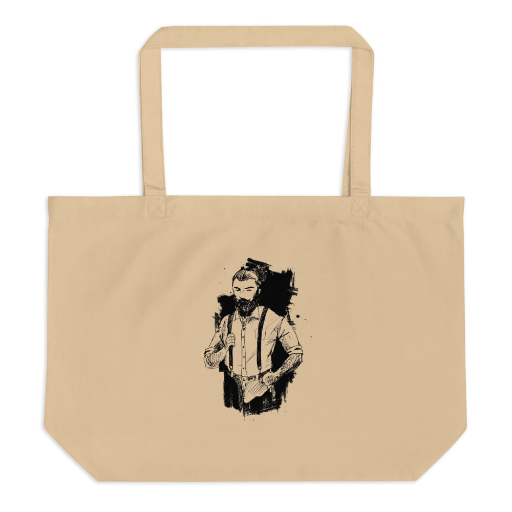 Black & White bearded man suit | Large Eco Tote | Econscious EC8001