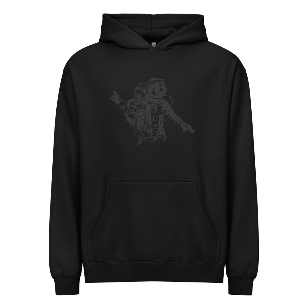 Black & white space travel man | Men's Box Hoodie I Cotton Heritage M2635