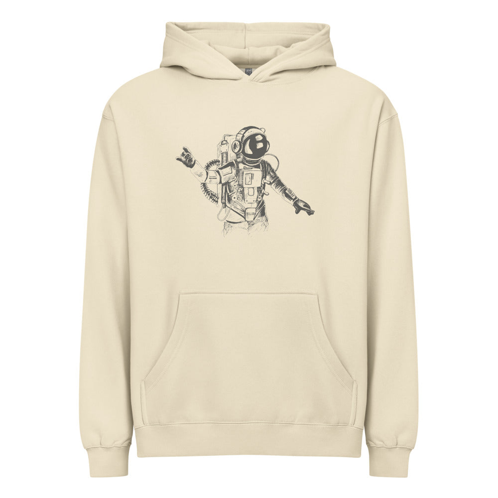 Black & white space travel man | Men's Box Hoodie I Cotton Heritage M2635