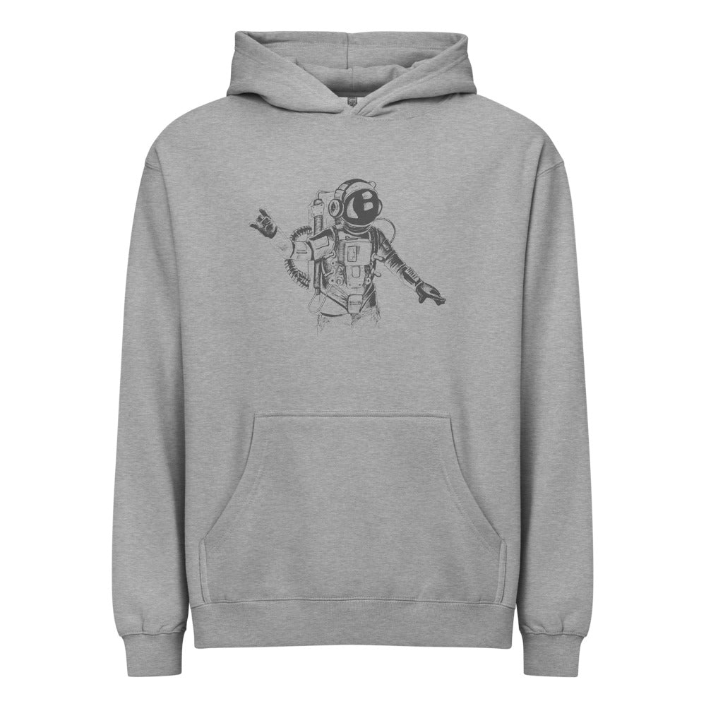 Black & white space travel man | Men's Box Hoodie I Cotton Heritage M2635