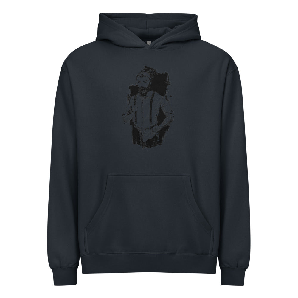 Black & White bearded man suit | Men's Box Hoodie I Cotton Heritage M2635