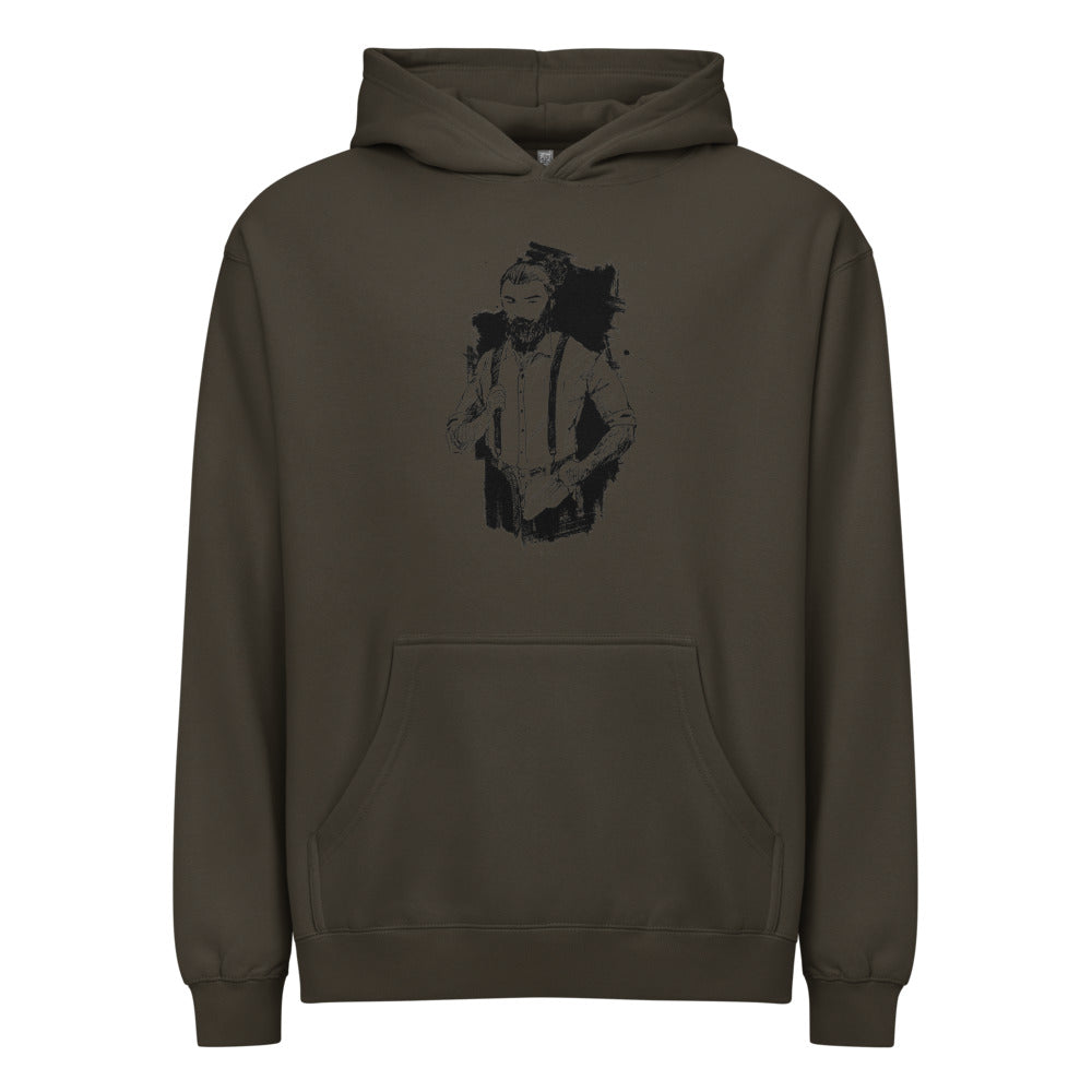 Black & White bearded man suit | Men's Box Hoodie I Cotton Heritage M2635