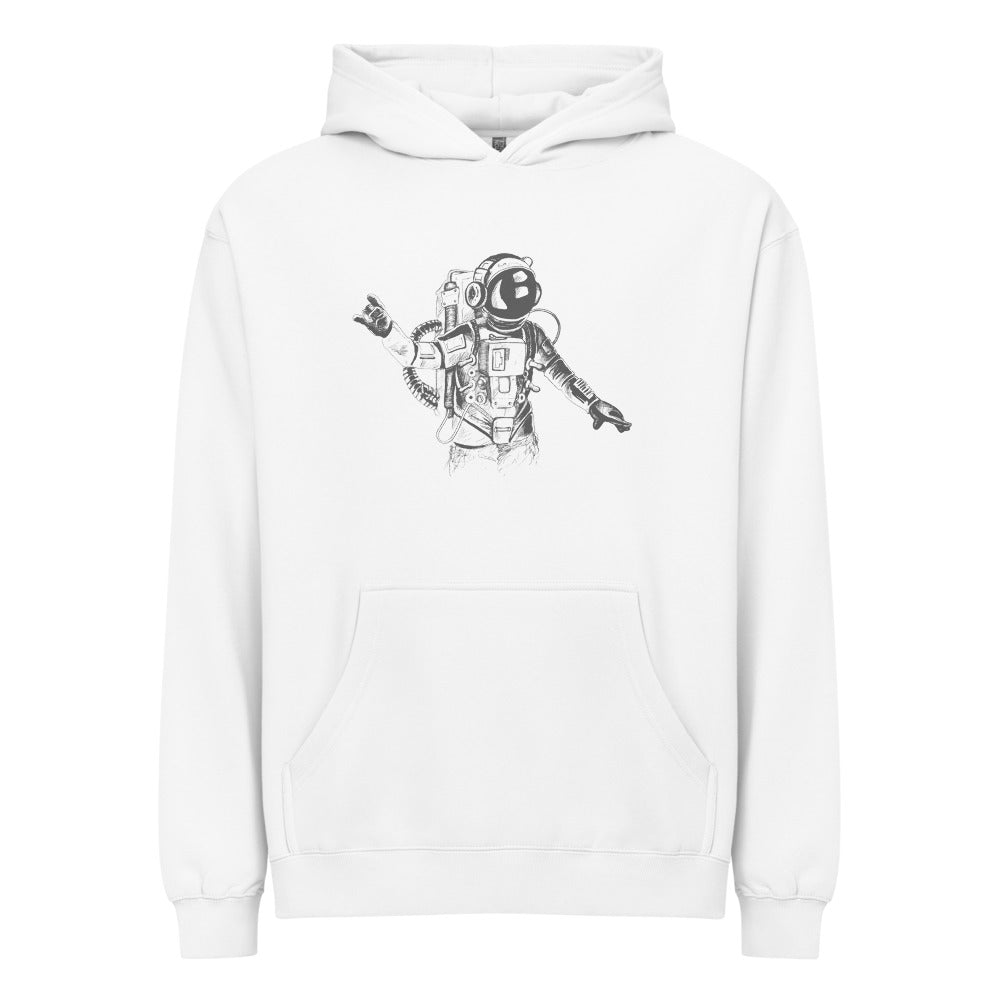 Black & white space travel man | Men's Box Hoodie I Cotton Heritage M2635