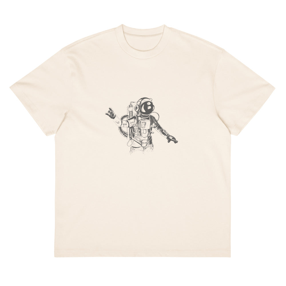 Black & white space travel man | Men's Box Tee | Cotton Heritage MC1087