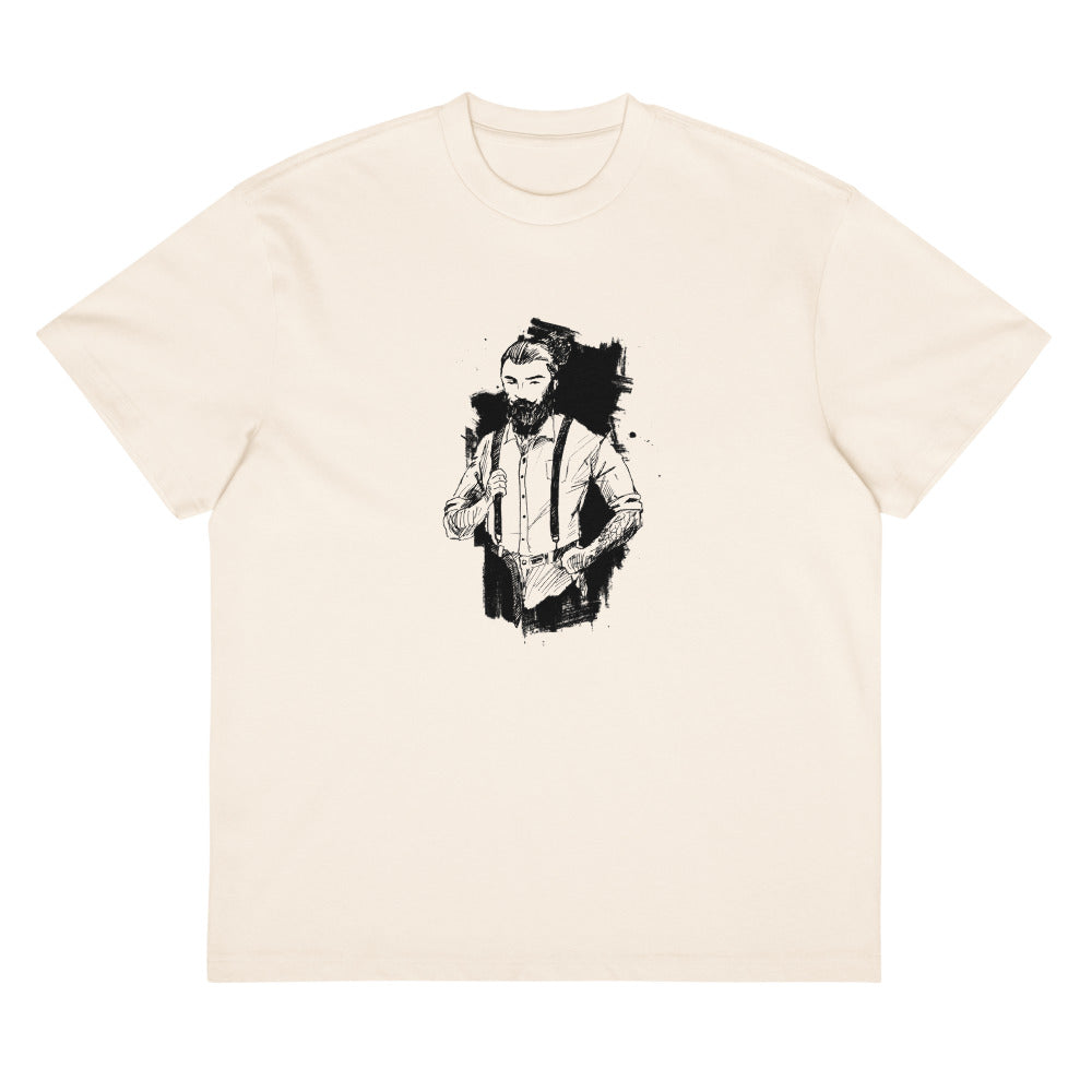 Black & White bearded man suit | Men's Box Tee | Cotton Heritage MC1087