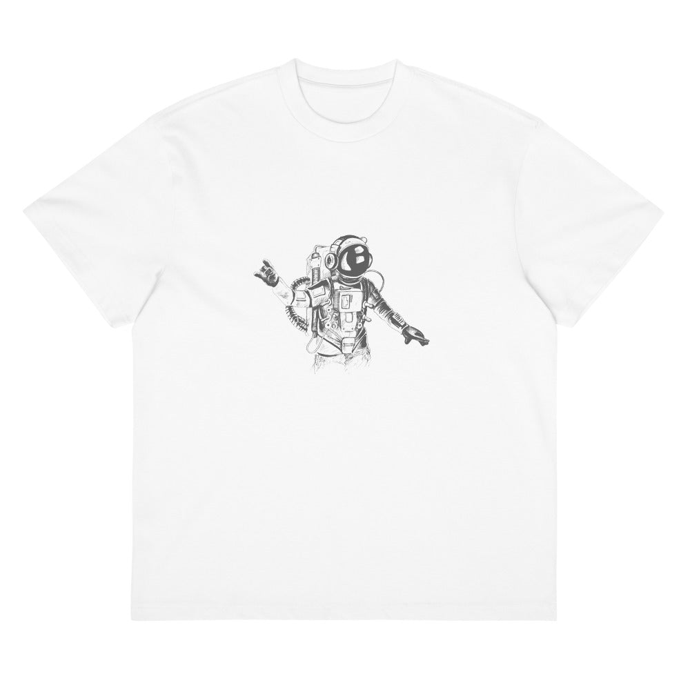 Black & white space travel man | Men's Box Tee | Cotton Heritage MC1087