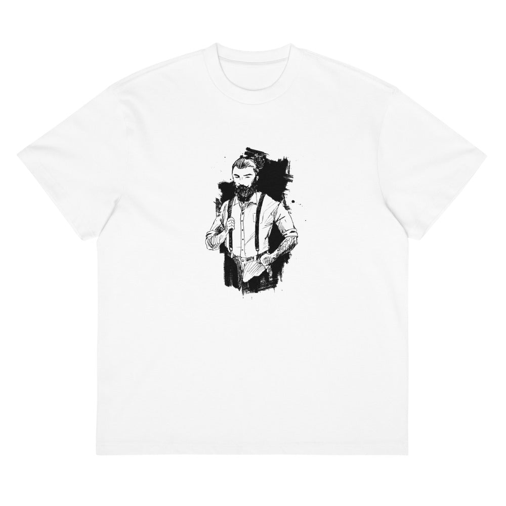 Black & White bearded man suit | Men's Box Tee | Cotton Heritage MC1087