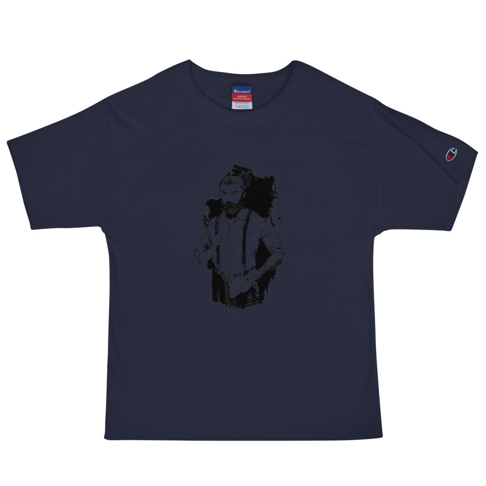 Black & White bearded man suit | Men's Champion Heritage T-Shirt | T105