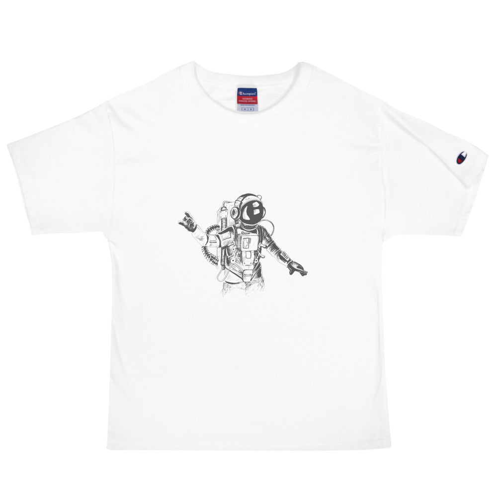 Black & white space travel man | Men's Champion Heritage T-Shirt | T105