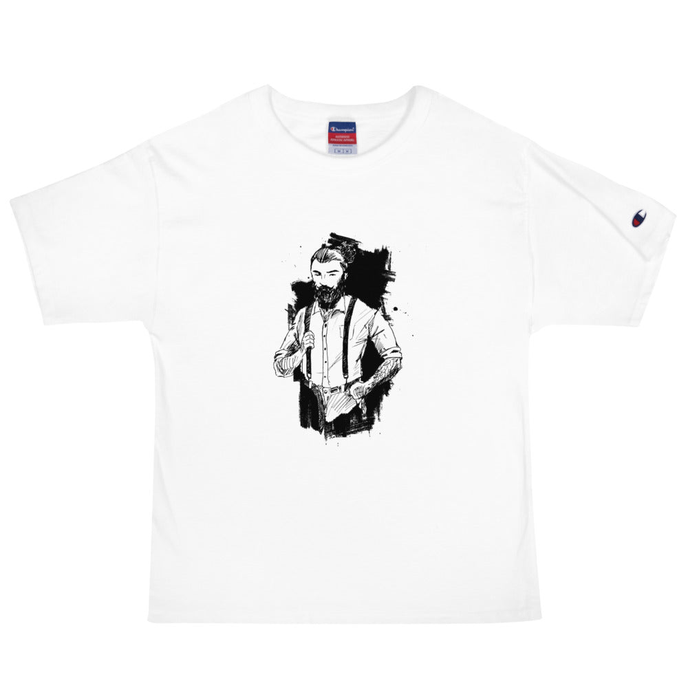 Black & White bearded man suit | Men's Champion Heritage T-Shirt | T105
