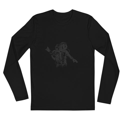 Black & white space travel man | Men's Fitted Long Sleeve Shirt | Next Level 3601