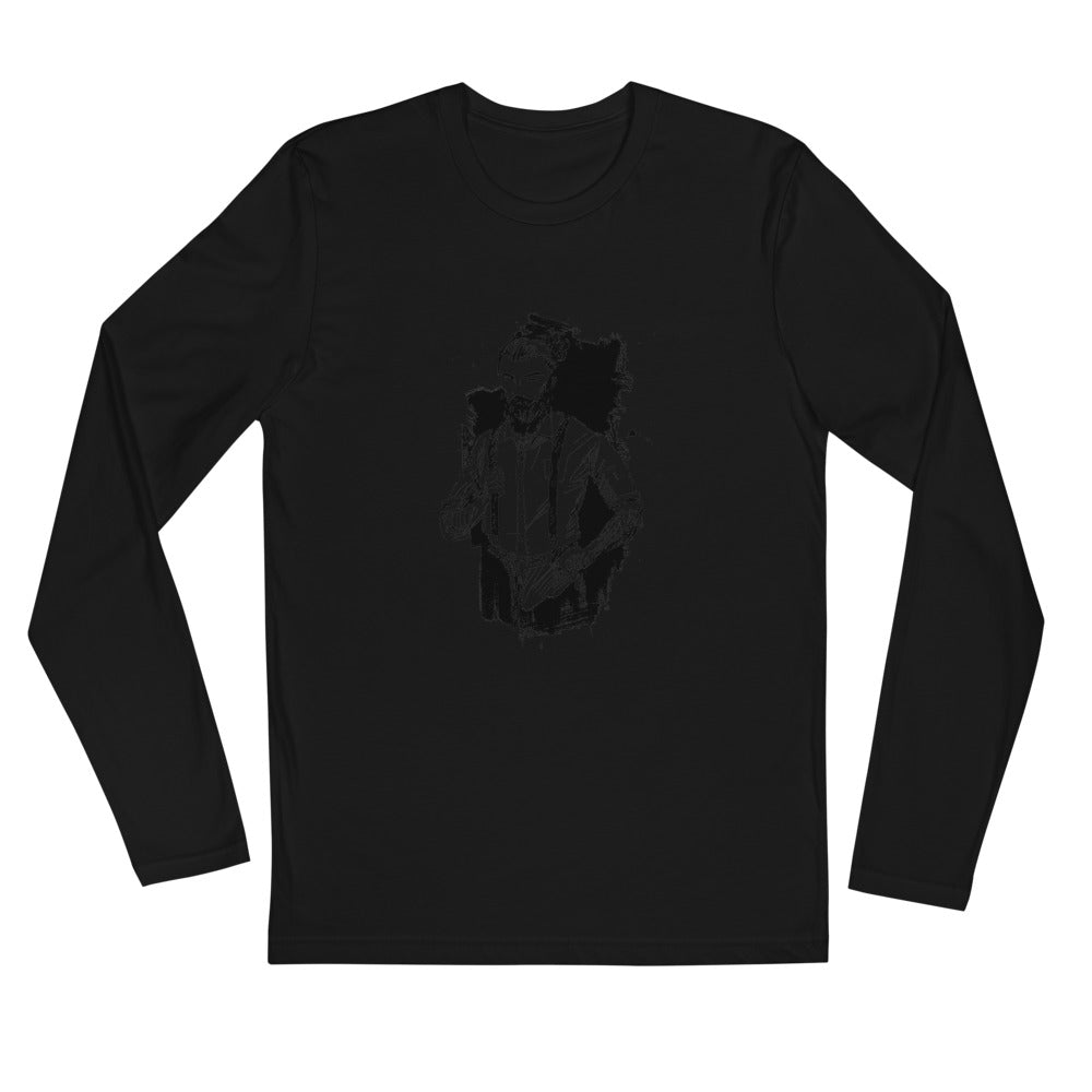 Black & White bearded man suit | Men's Fitted Long Sleeve Shirt | Next Level 3601