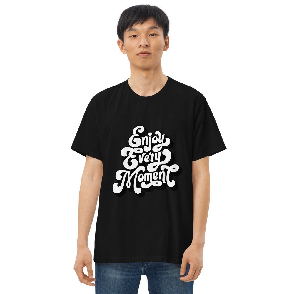 Enjoy every moments white | Men's Fitted Straight Cut T-Shirt