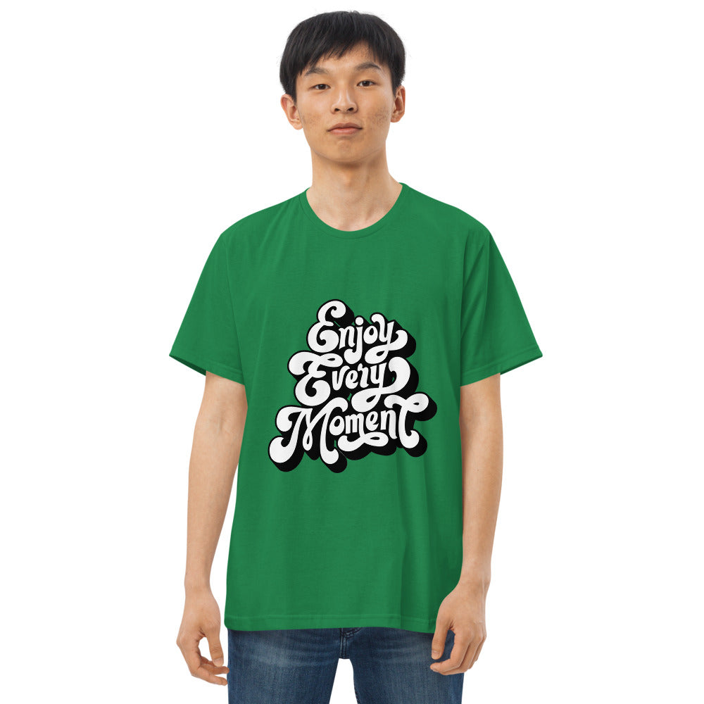 Enjoy every moments white | Men's Fitted Straight Cut T-Shirt