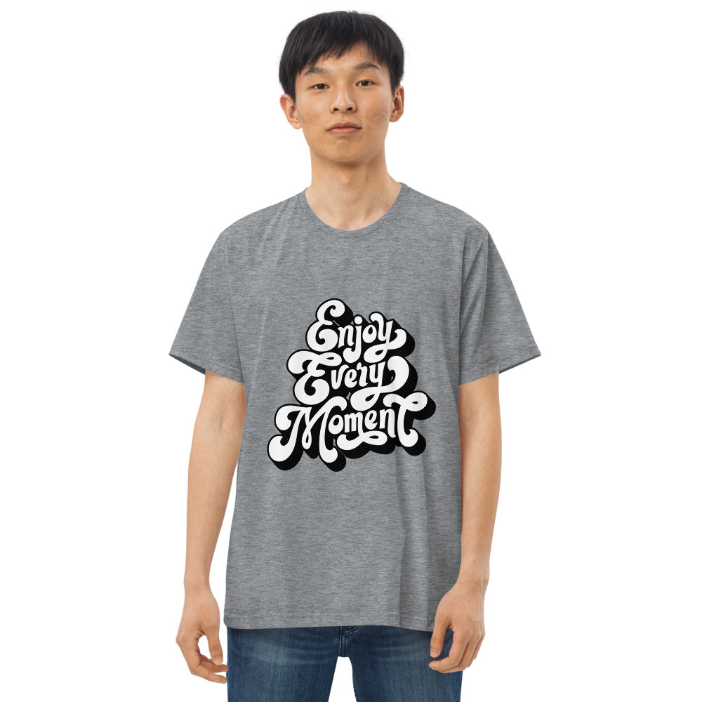 Enjoy every moments white | Men's Fitted Straight Cut T-Shirt