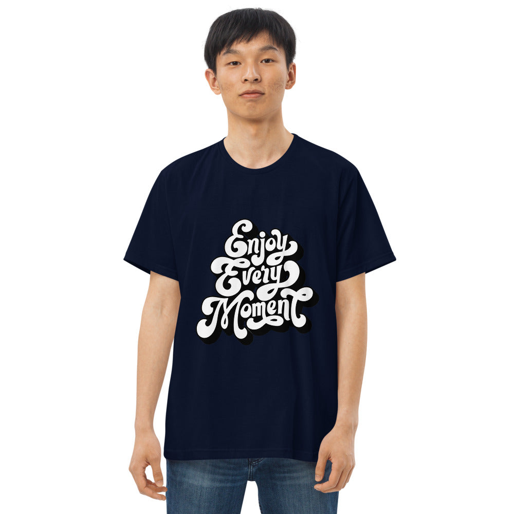 Enjoy every moments white | Men's Fitted Straight Cut T-Shirt