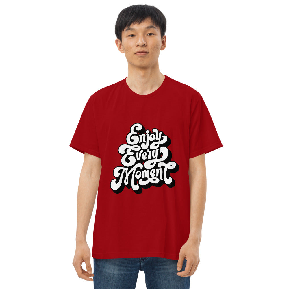 Enjoy every moments white | Men's Fitted Straight Cut T-Shirt