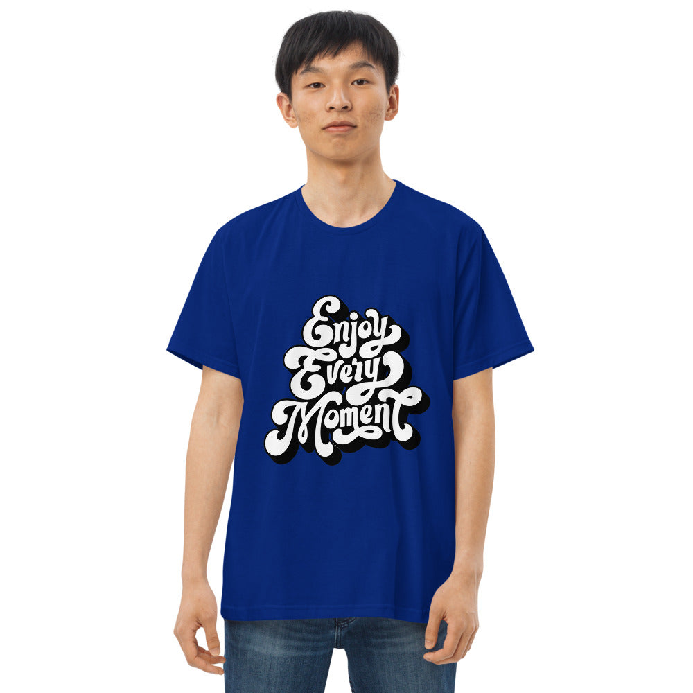 Enjoy every moments white | Men's Fitted Straight Cut T-Shirt